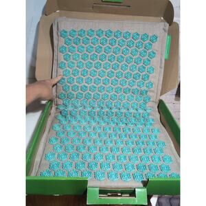 Pranamat ECO Therapeutic Acupressure Massage Mat Turquoise & Linen NIB Open Box